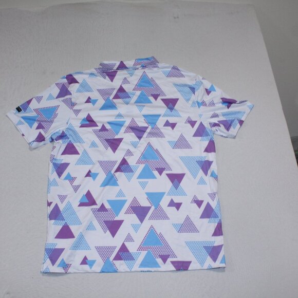 Yatta Golf Men White Geometric Polo Shirt Casual Short Sleeve Collar Size 2XL - Picture 2 of 7